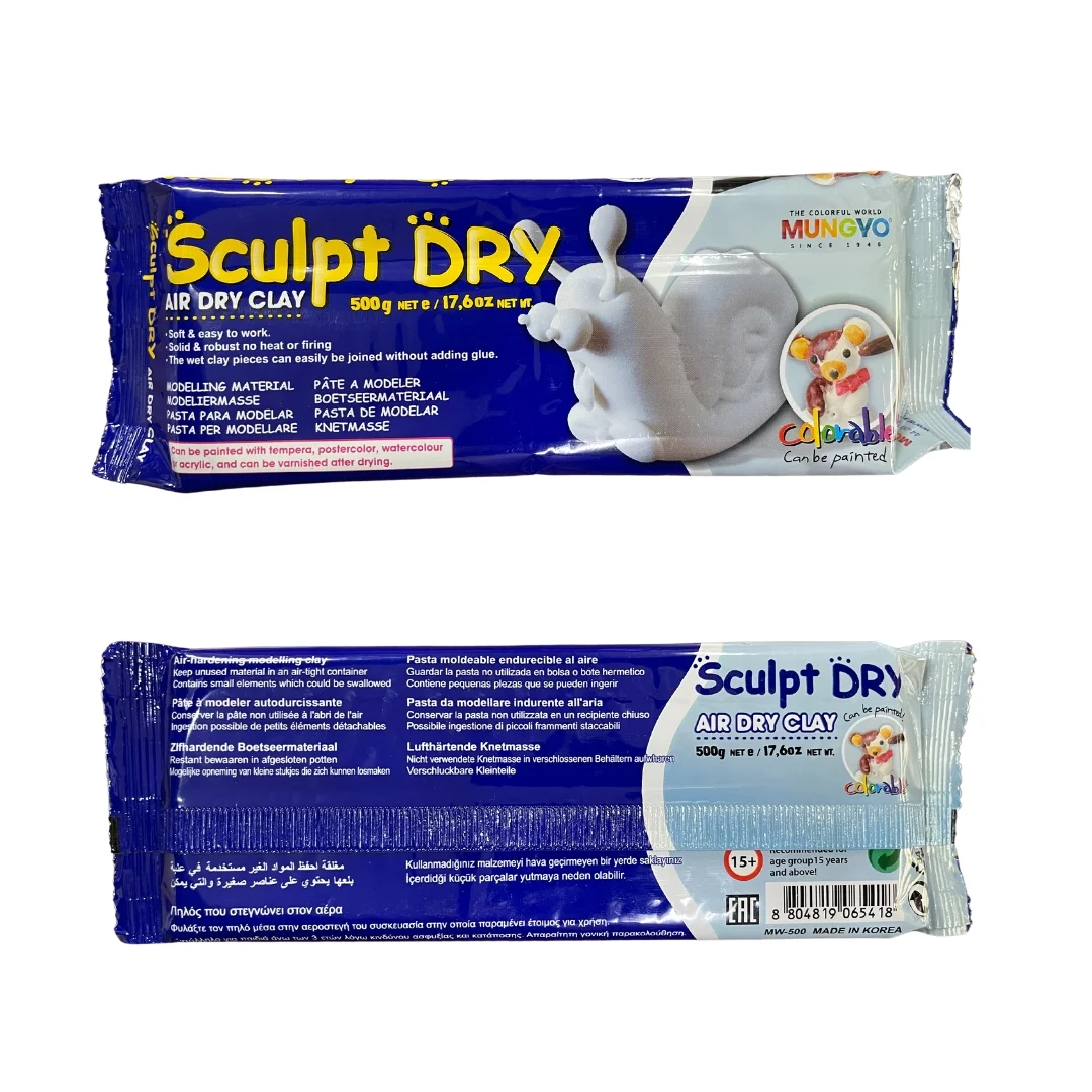MUNGYO SCULPT DRY AIR HARDENING CLAY, 500 GRAMS, WHITE