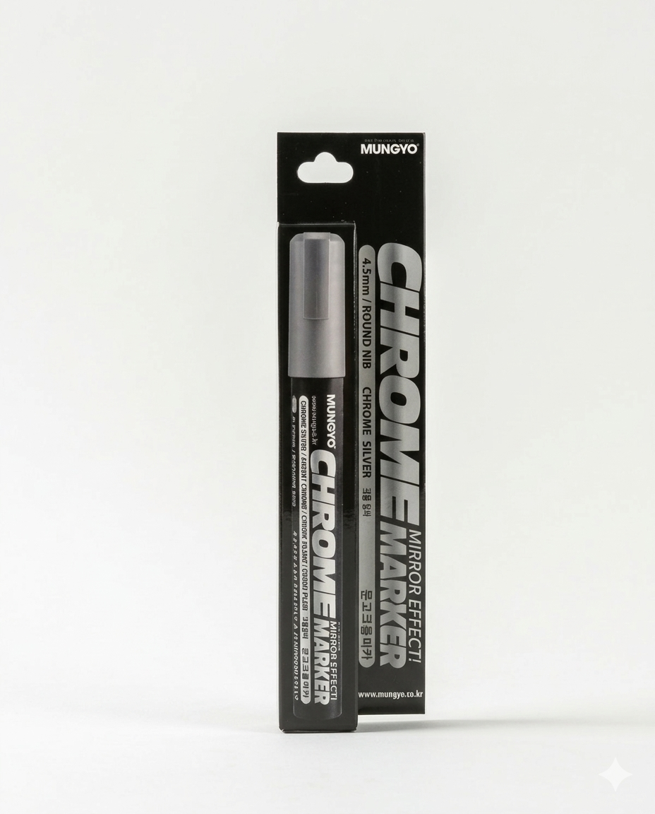 Mungyo Chrome Marker-Silver 4.5 mm Round Nib