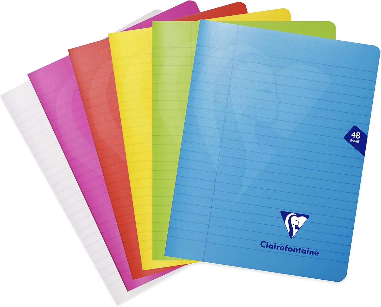 Clairefontaine MIMESYS Stapled Notebooks, 90gsm, Lined + Margin, Mixed Colors-A5+(170 x 220mm)-48