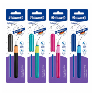 Pelikan Pelikano Junior Fountain Pen in Blister card, A-nib with cartridge assorted colours