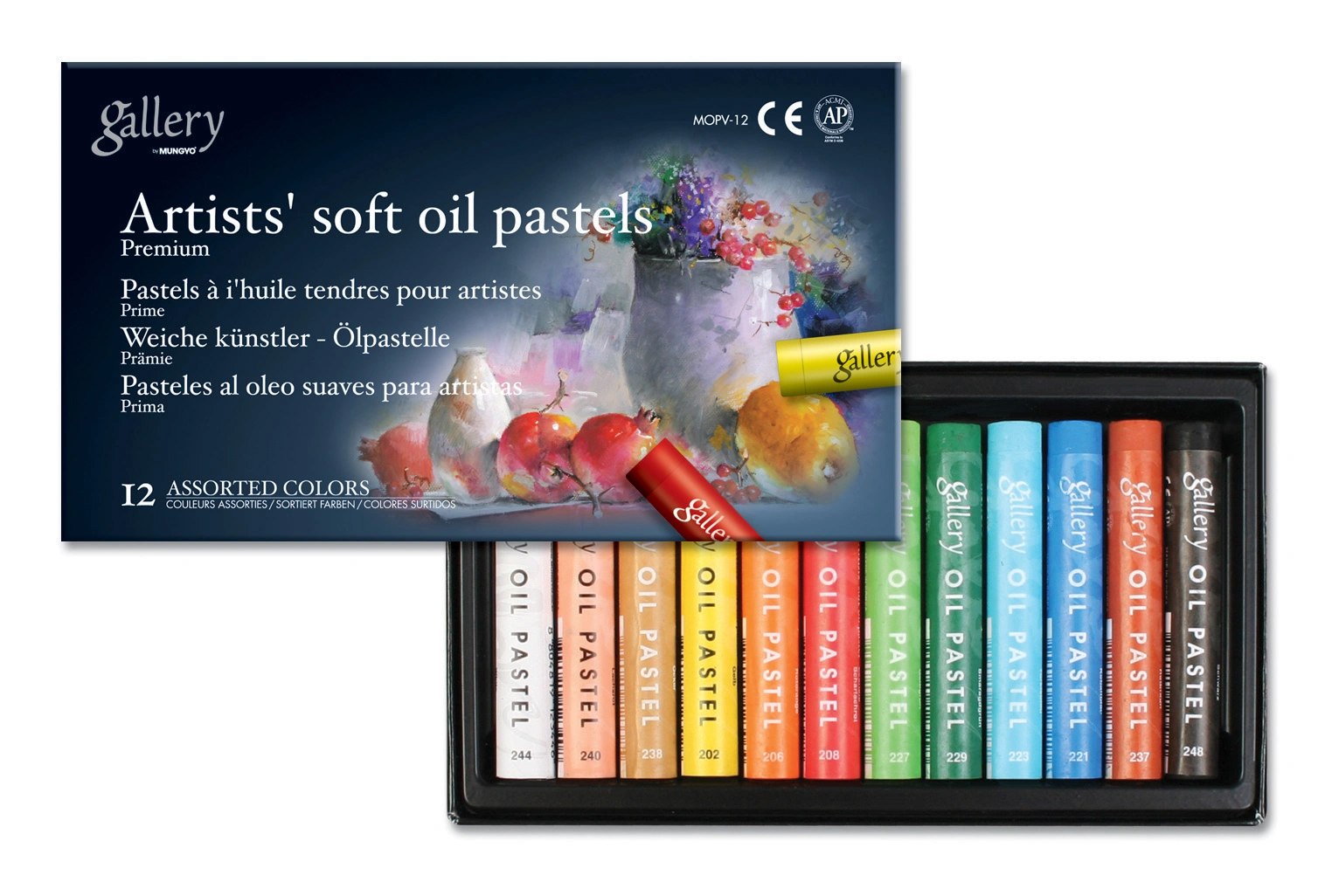 MUNGYO GALLERY SOFT OIL PASTELS, SET OF 12 ASSORTED COLORS