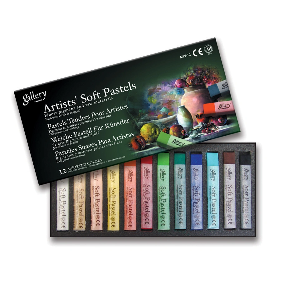 MUNGYO GALLERY SOFT PASTELS, SET OF 12 ASSORTED BASIC COLORS