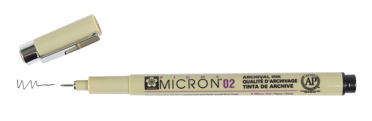 SAKURA PIGMA MICRON 02 FINELINER PEN, 0.30MM LINE WIDTH, BLACK