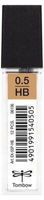 Tombow Mechanical Pencil Lead Tube, 12 leads per tube-0.5mm/HB