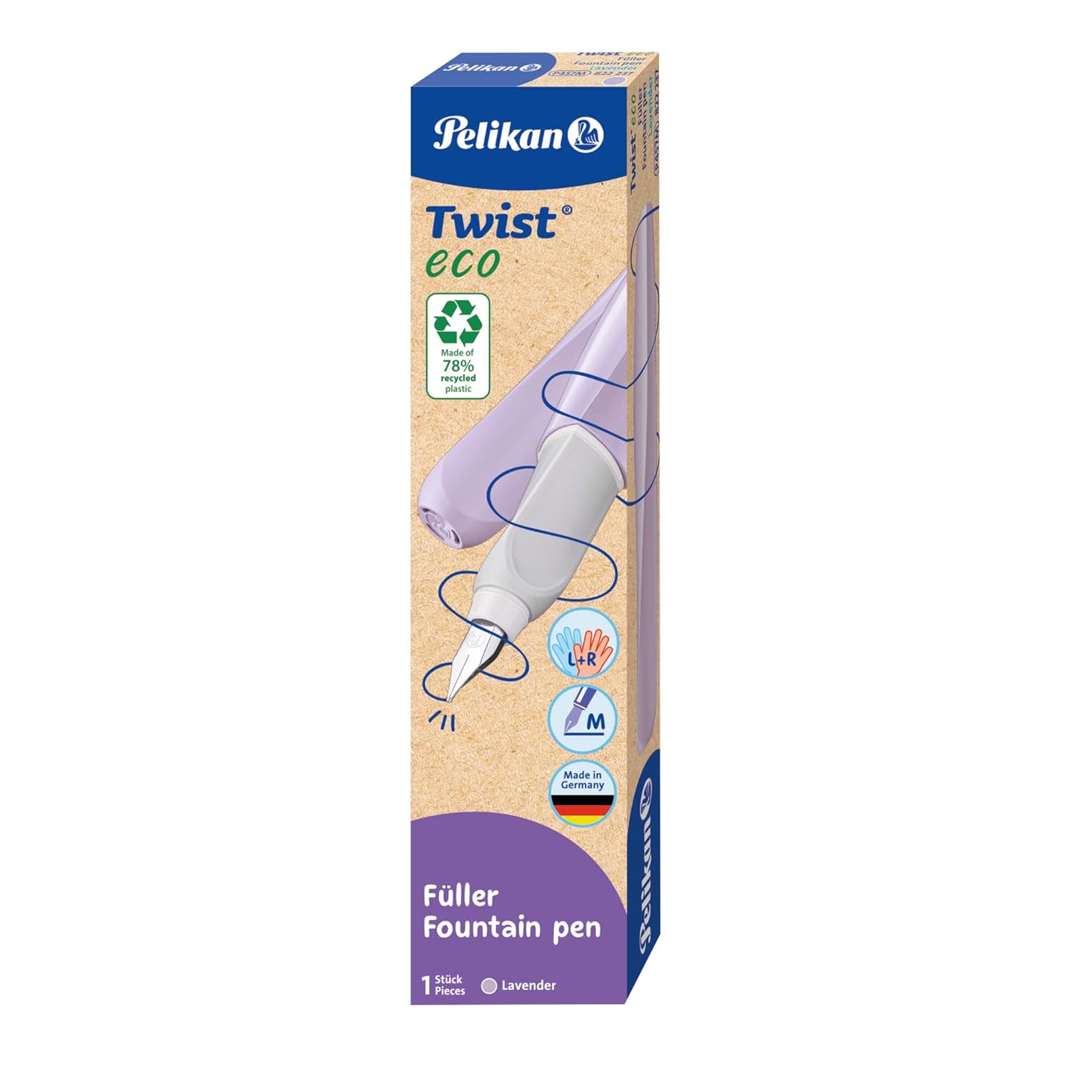 Pelikan TWIST ECO Fountain pen in cardboard box, nib M-Lavender