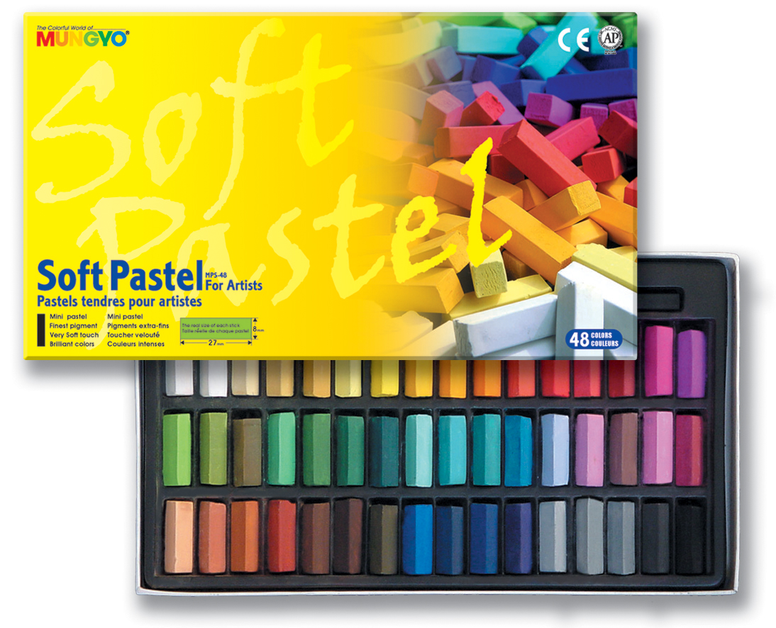 MUNGYO SOFT PASTELS, HALF SIZE, SET OF 48 ASSORTED COLORS