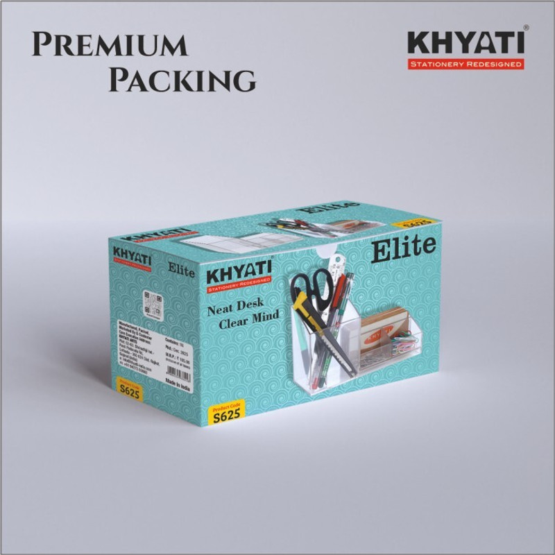 Khyati Elite Pen Stand | Transparent Desk Organizer with Multiple Compartments