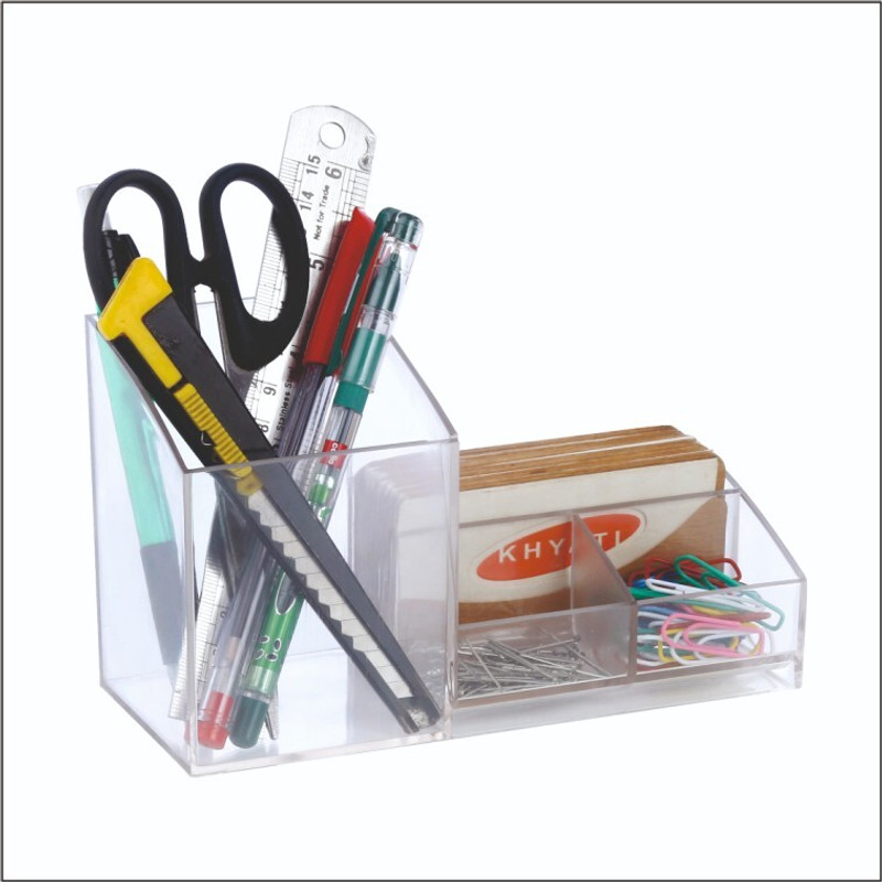 Khyati Elite Pen Stand | Transparent Desk Organizer with Multiple Compartments - Image 4