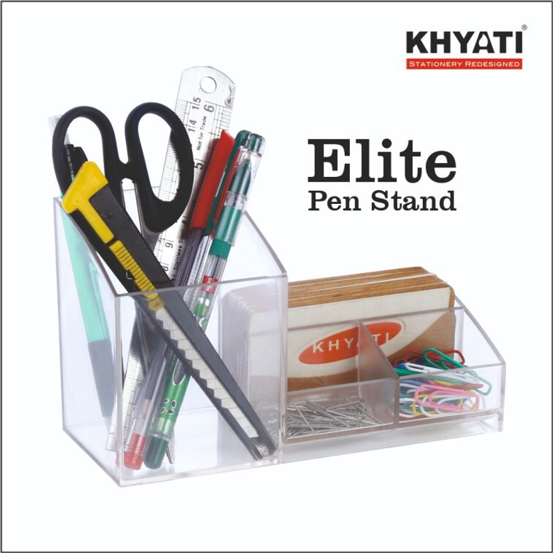 Khyati Elite Pen Stand | Transparent Desk Organizer with Multiple Compartments - Image 5